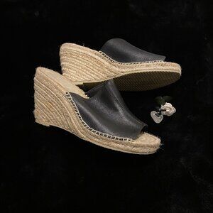 GAP Slide Espadrille Wedges Black Sz 7.5